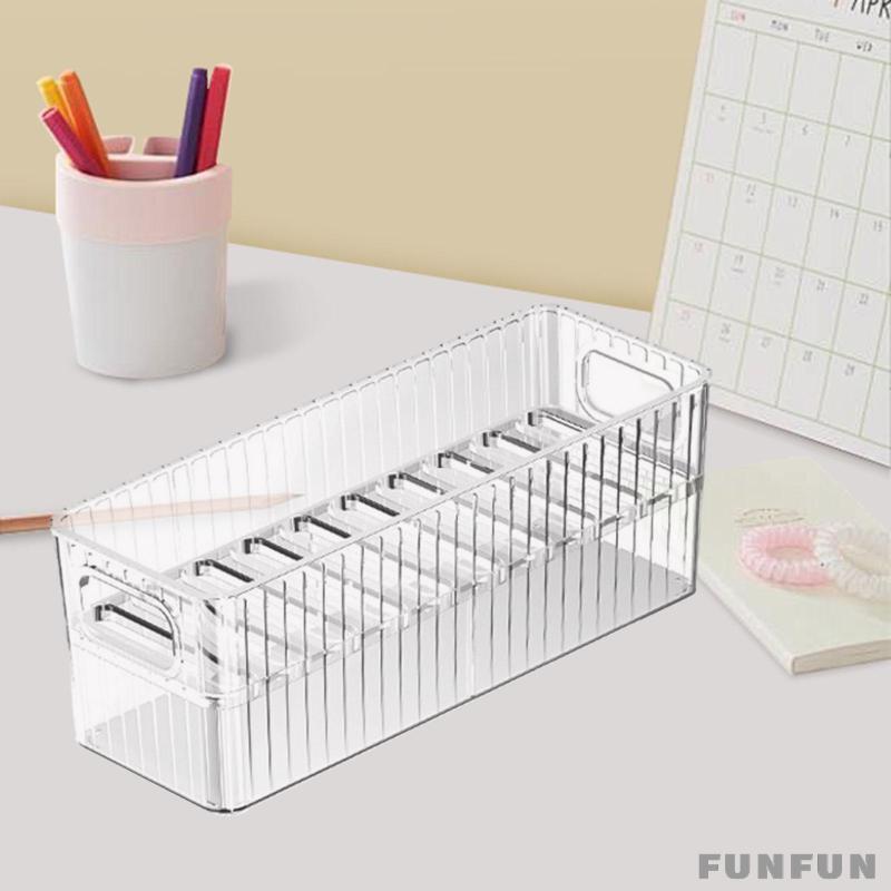[Funfun] Organizador De Mesa Caixa Suporte De Armazenamento PP Transparente Com Alça Para Laptop Tablet Phone Caso Dormi