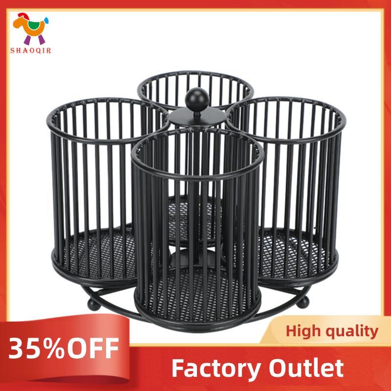 Organizador Porta-Lápis Preto , Metal 360 ° Armazenamento De Giratório Para Mesa , Escola , Maquiagem , De Cosméticos ,
