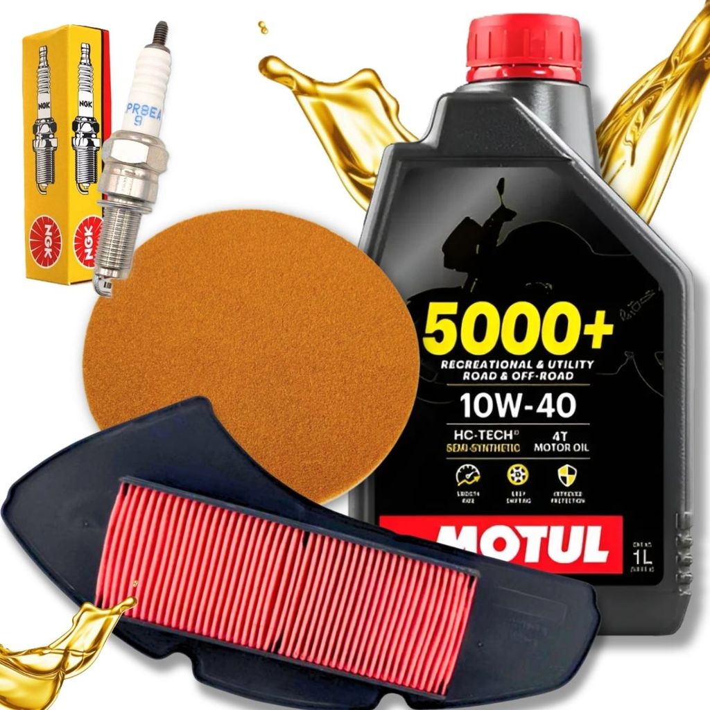 Kit Revisão Nmax 160 Até 2020 Motul 10w40 Filtro Ar Filtro Cvt + Vela Ngk
