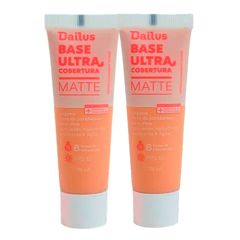 Kit 2 Base Líquida Tracta Ultra Cobertura Cor D6 Médio com 28ml
