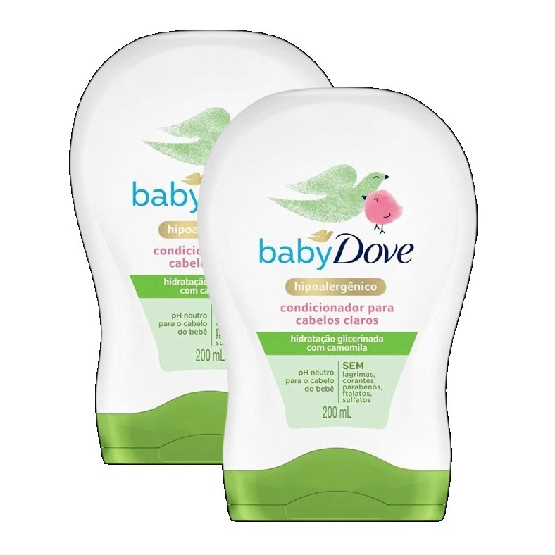 KIT 2 Condicionador BABY DOVE Infantil CABELOS CLAROS Hidratação Enriquecida 200ML