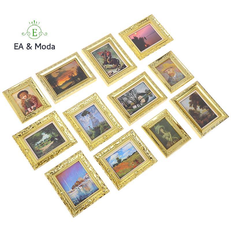 EA & Moda Dollhouse Miniatura 1 : 12 Mini Acessórios Decorativos Moldura Antiga Pintura A Óleo .