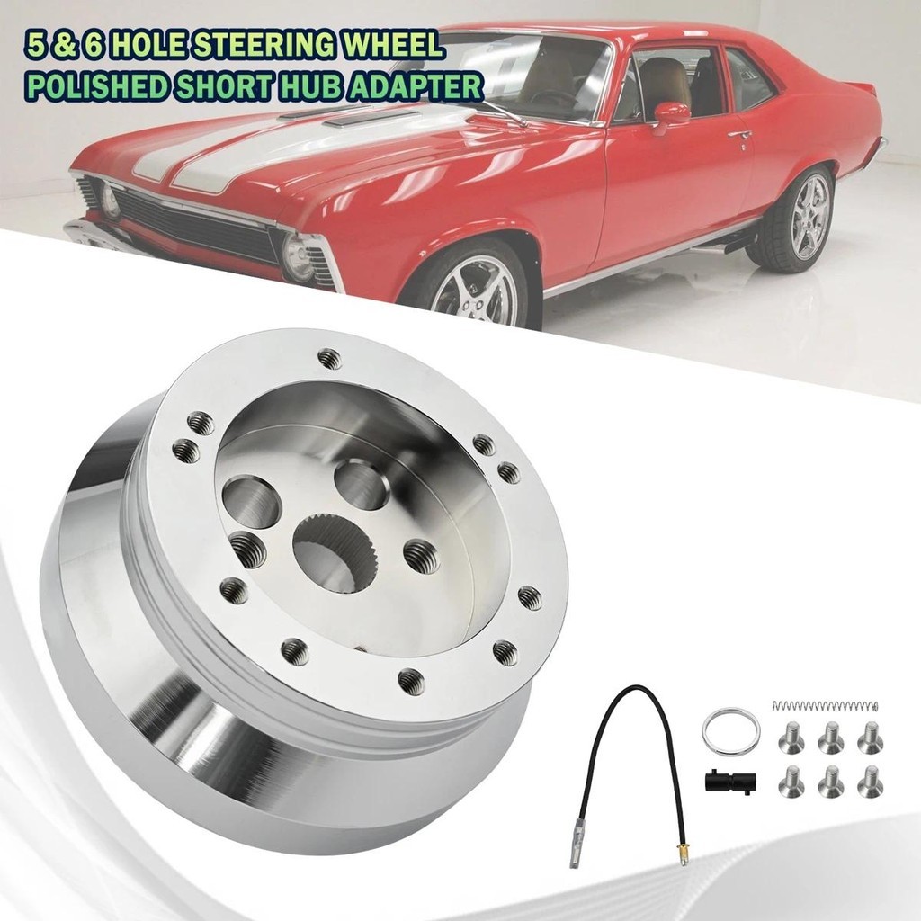 Carro 5 & 6 Buracos Volante Polido Curto Hub Adaptador Kit Boleto CNC Liga De Alumínio Para Ididit Chevrolet Chevy A01-5