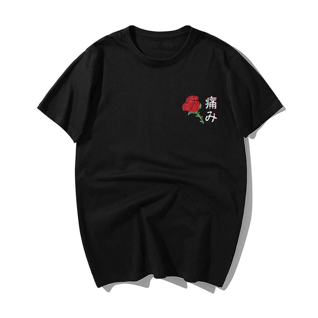 Camiseta Unissex Estampada Flor Rosa Camisa Elegante Estilosa Casual Confortável Versátil Algodão