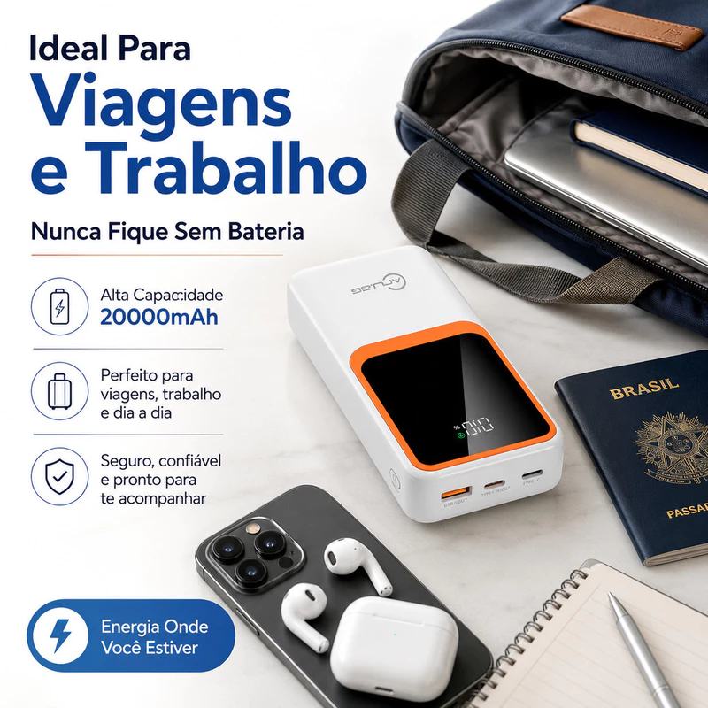 Carregador Portátil de Bateria Externa 20000mAh com Turbo de 33W — foto 2