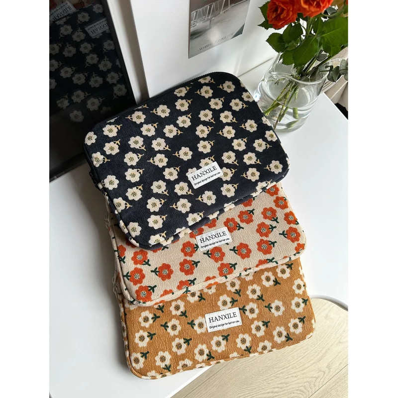 Bonito Flor Portátil Manga Caso De Transporte Saco 11 13 14 15 15.6 16 Polegada Tablet Notebook Bolsa Capa Para Macbook