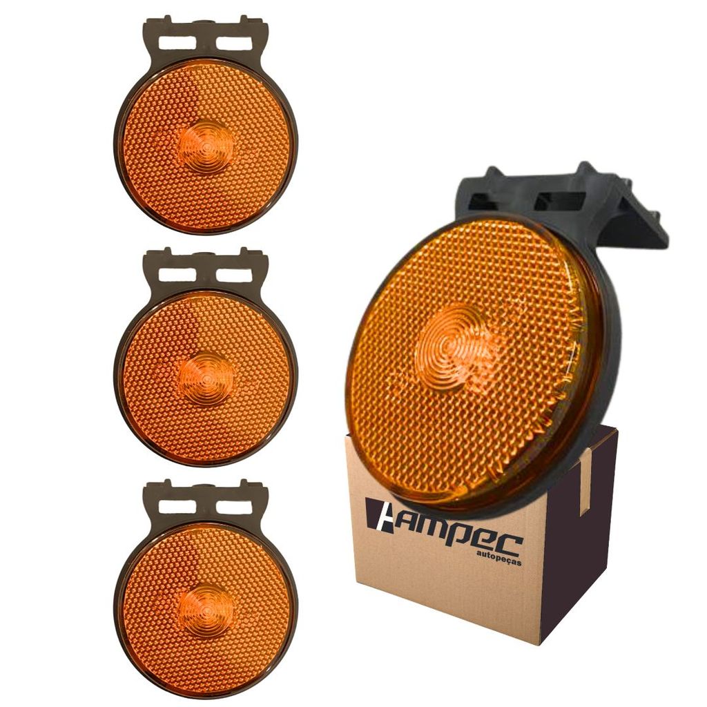Kit 4 Lanterna Lateral LED Carreta Caminhão Lanterna Lateral Randon Guerra Librelato Facchini Suporte Amarela P 65mm