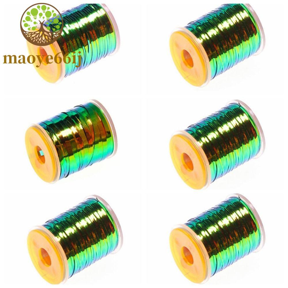 MAOYE66 Fly Amarrando Tinsel Durável Dois Tons Flat Pavão Verde/Laranja Midges Ninfas Materiais