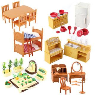 Móveis Para Bonecas Da Família Forest Animal Doll Home 1 : 12 Dollhouse Cozinha Acessórios Dormitórios Mini Modelo Casua