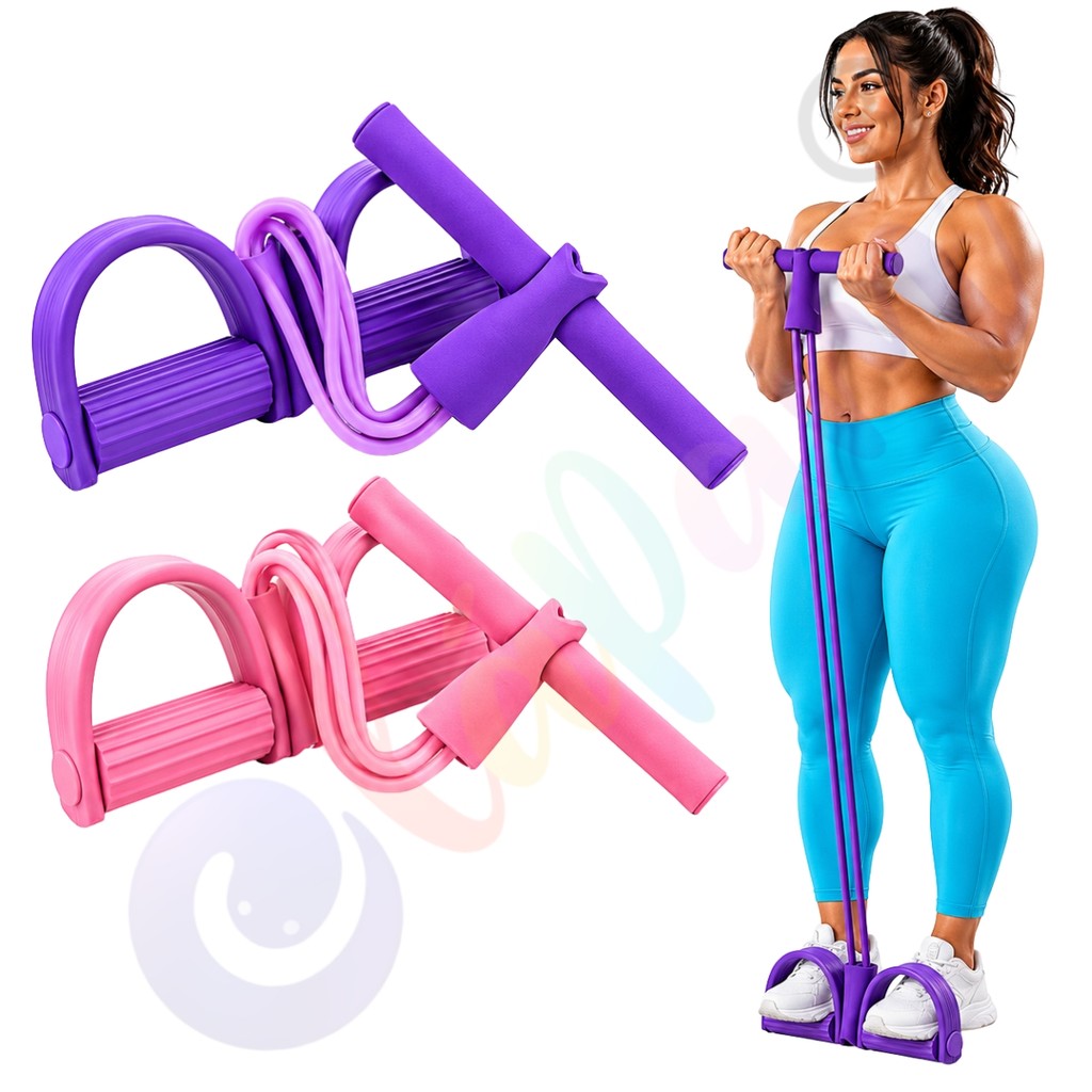 Elástico Extensor Com Pedal Para Exercícios Fitness Treino Em Casa Abdominal Braços Pernas Glúteos