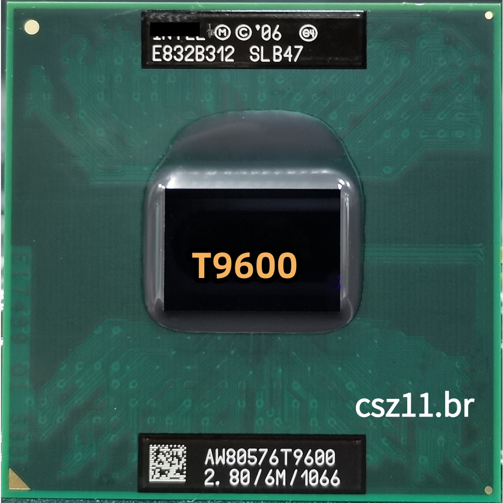 Processador CPU Core 2 Duo T9600 SLG9F SLB47 2.8 GHz Dual-Thread 6M 35W Soquete P