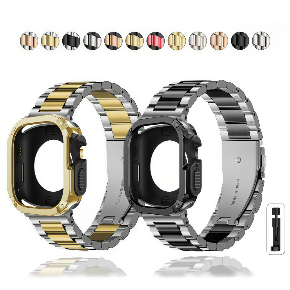 Kit Proteção Case 2 Em 1+Aço Inoxidável Pulseira Para Apple Watch 40mm 41mm 44mm