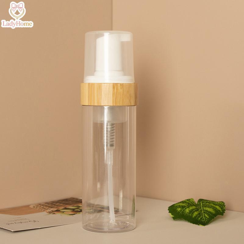 LADYH 150ml Viagem Bomba De Espuma De Bambu Garrafa Vazia Rosto Limpador Garrafas Cosméticas Shampoo Dispensador De Sabã