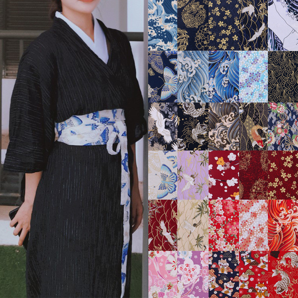 10CM Design estilo japonês guindaste japonês decoração rendas vestido de linho de algodão cinto largo amarrado impresso