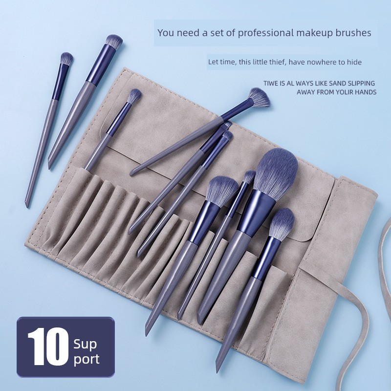 pincel maquiagem kit pincel maquiagem Conjunto de pincéis de maquiagem de coelho roxo com 10 cabelos macios, corretivo,