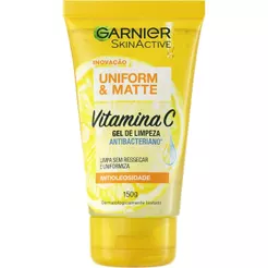 Gel de Limpeza Facial Antibacteriano Garnier Uniform & Matte Vitamina C, 150ml