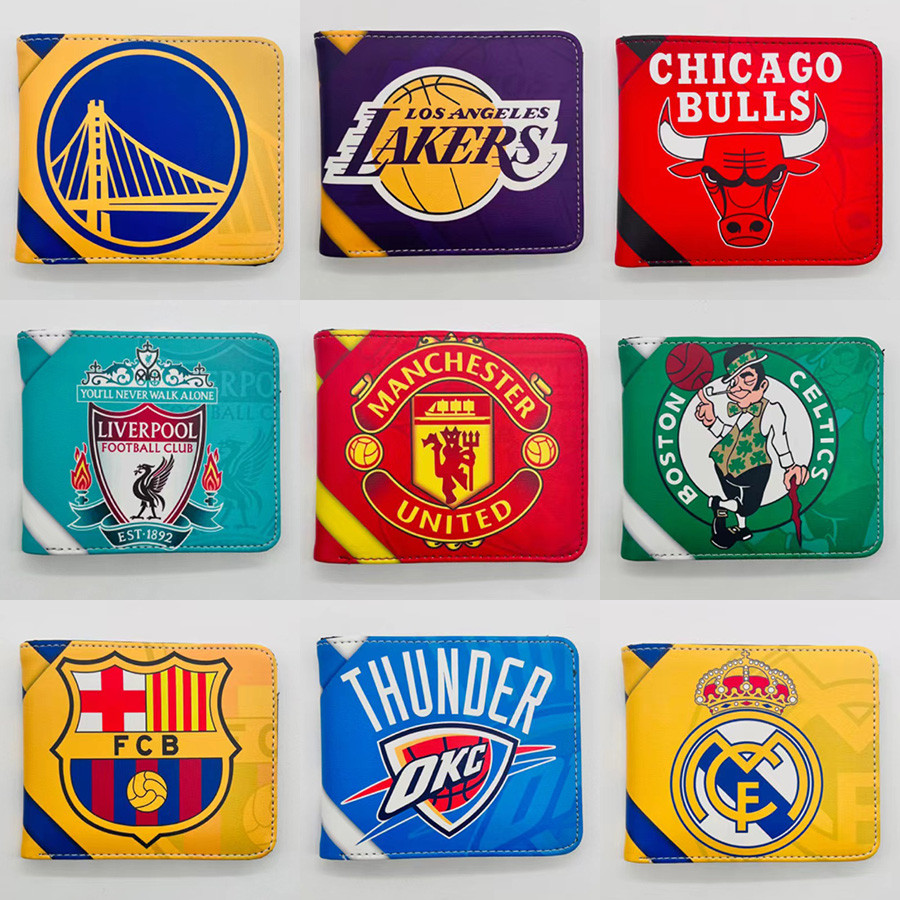Novo estilo estrela carteira Liverpool Rocket Lakers Manchester United Copa do Mundo de Futebol Carteira masculina porta