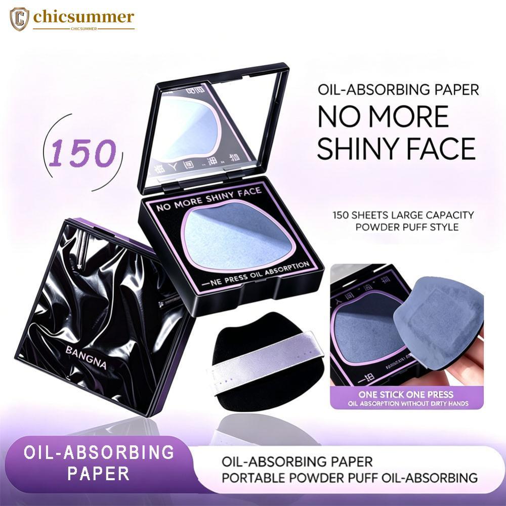 CHICSUMMER 150 Unidades De Papel Facial Para Manchas De Óleo Com Espelho E Sopro Configuração De Maquiagem , Portátil , 