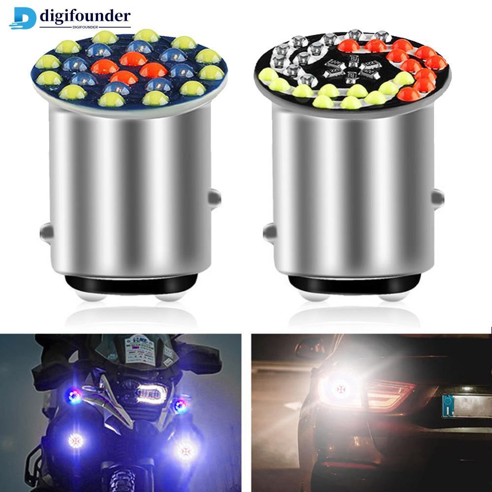 DIGIFOUNDER 1157 RGB LED Lâmpadas De Farol Da Motocicleta 24SMD 30SMD Lâmpada Piscando Moto Brilhante 1157 BAY15D P21 5W