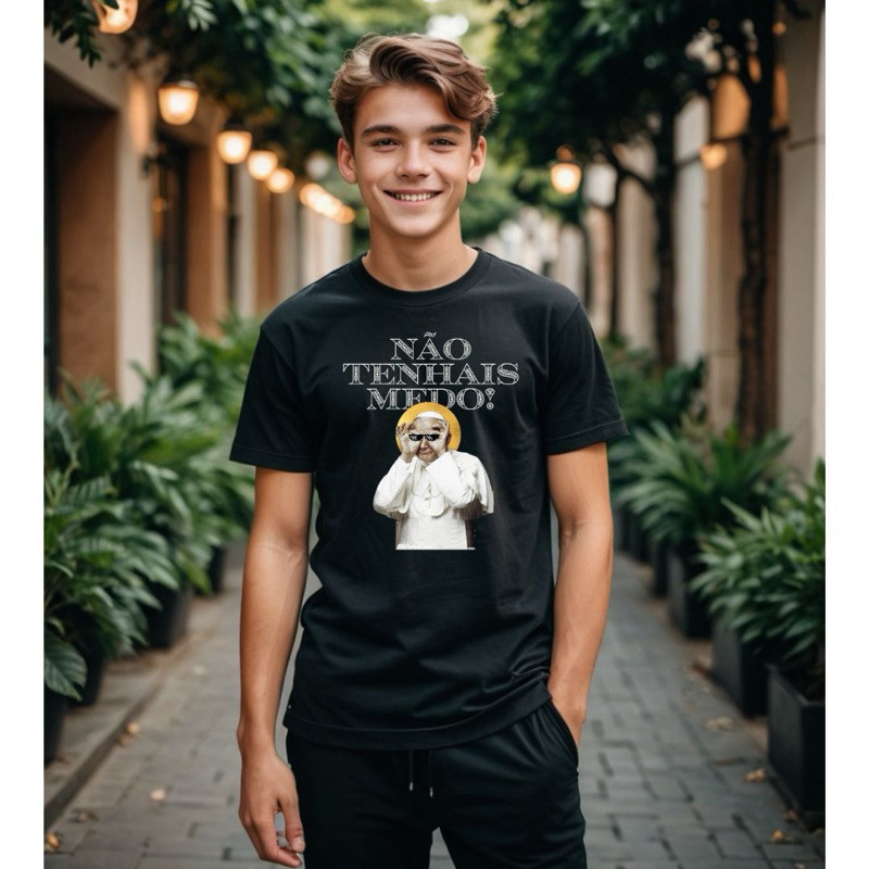 [Camiseta Premium em Algodão Puro]HYP Unissex Católica São João Paulo II Frase Nao tenhais medo Infantil Adulto Plus