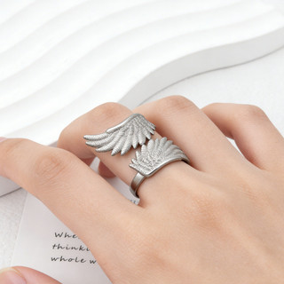 Anel Aberto Asas de Anjo Mais Vendido, anel de asa de pena com design exclusivo, anel multifuncional luxuoso para o dedo