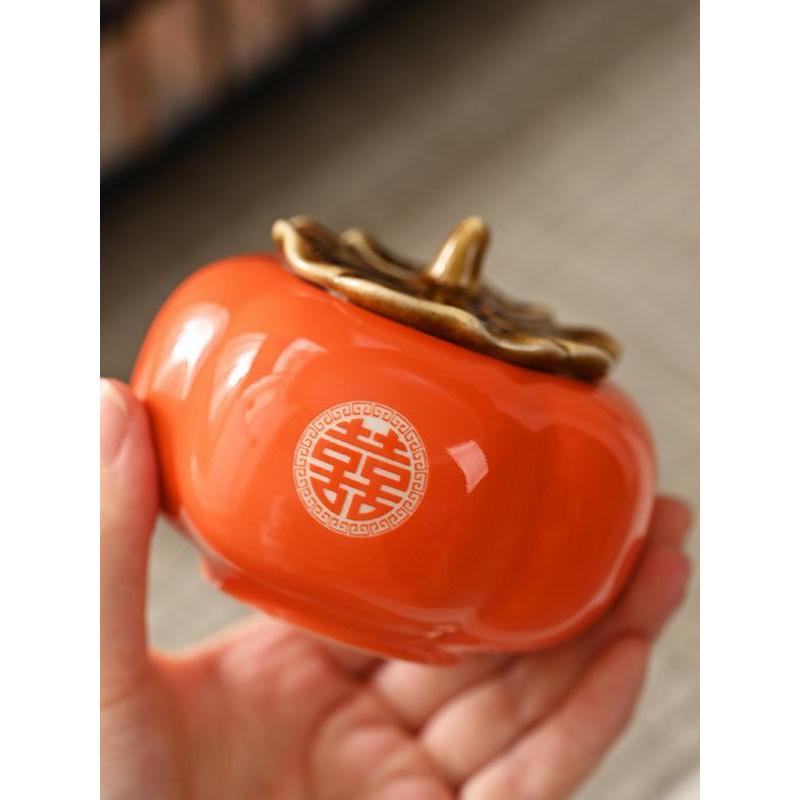 Bule de chá de cerâmica selado, caixa de chá para doces de casamento, pote de doces de casamento, presentes de caqui, tu
