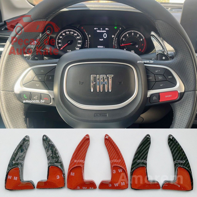 Extensão de Paddle Shift em Carbono para Volante Fiat Argo Cronos Fastback Toro Pulse Abarth JEEP Compass Renegade PTPU