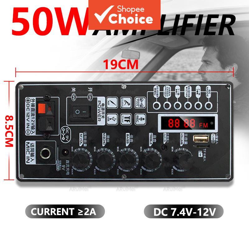 Placa amplificadora Bluetooth 2x25W com caixa metálica e display 7,4-12V para sistema de áudio automotivo DIY Pro X Max
