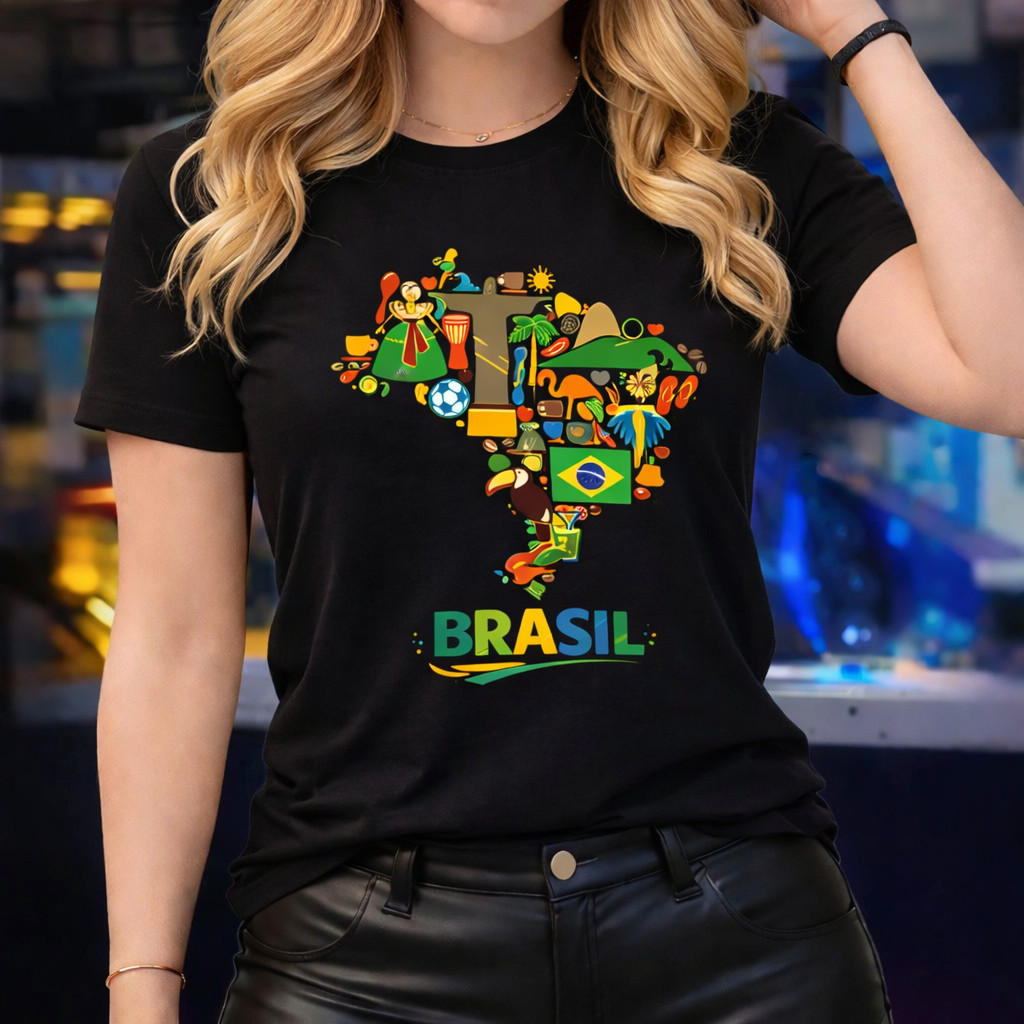 Camiseta Feminina Brasil Copa do Mundo Brasileiro Rio de Janeiro Hexa EUA México Viagem Férias Tamanha P M G GG