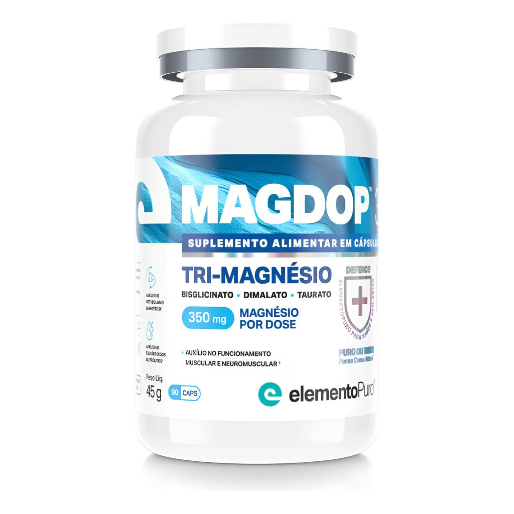 Magnésio Elementopuro Magdop 3 Tri-bisglicinato Dimalato Taurato 90 Cápsulas Sem Sabor 90 Cápsulas