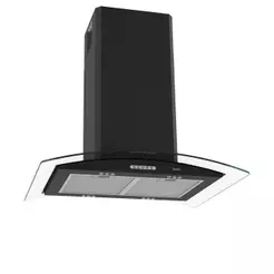 Coifa de Ilha Terim Ilha Teto Vidro Curvo Black 75cm Temperado com LED Preto 220V