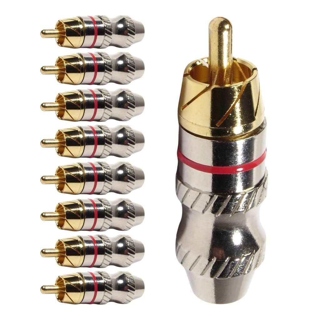 Conector Linha Rca Macho Metal Vermelho Storm 10 Unidades