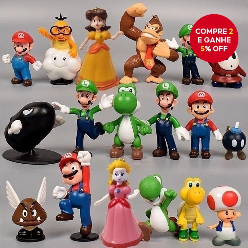 < Disponível > 18 Peças 10 6 Anime Super Mario Bros Figuras De Ação PVC Yoshi Pêssego Princesa Luigi Donkey Kong Bonecas