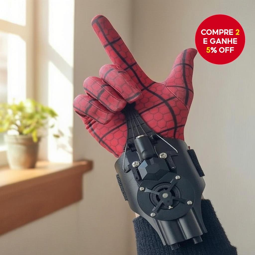  Lançador de Teia Recarregável Automático Enrolamento Brinquedo de Pulso Aranha Cuspe com Luvas Ventosas para Crianças