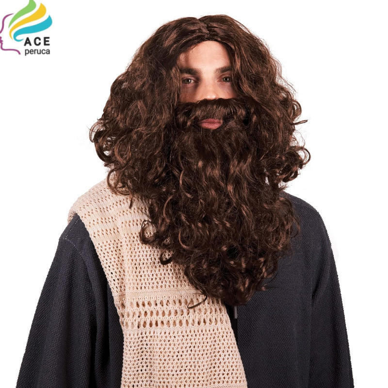 Acessórios para fantasia de Papai Noel masculino; Conjunto de peruca de barba de Papai Noel e conjunto de peruca de barb