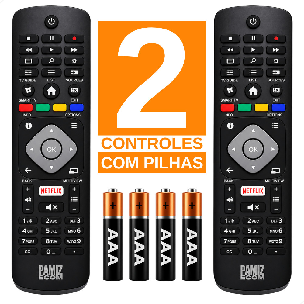CONTROLE REMOTO COMPATÍVEL TV Philips Smart Lcd Led Tecla Netflix