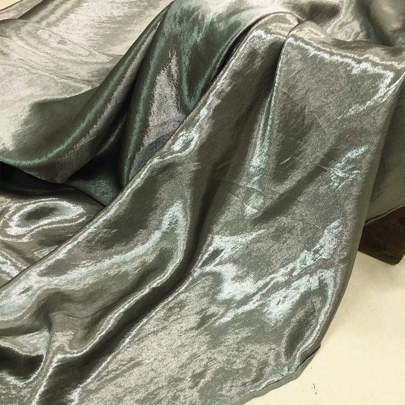 Importado abafado fio de linho azul cetim Ding cetim brilhante cor sólida tecido verão Drape saia fina Cheongsam Fabri