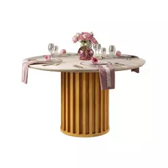 Mesa de Sala Jantar Viena c/ Tampo Madeirado c/ Vidro 136cm Cedro/Off White - DJ Móveis