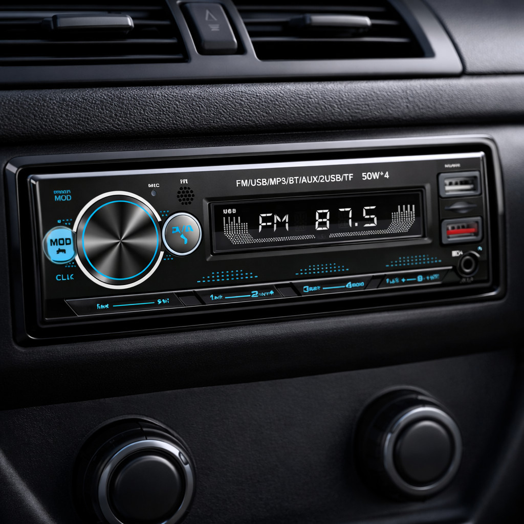 Som Automotivo 1 Din Bluetooth Rádio FM Player MP3 WMA Tela LED Controle Remoto 