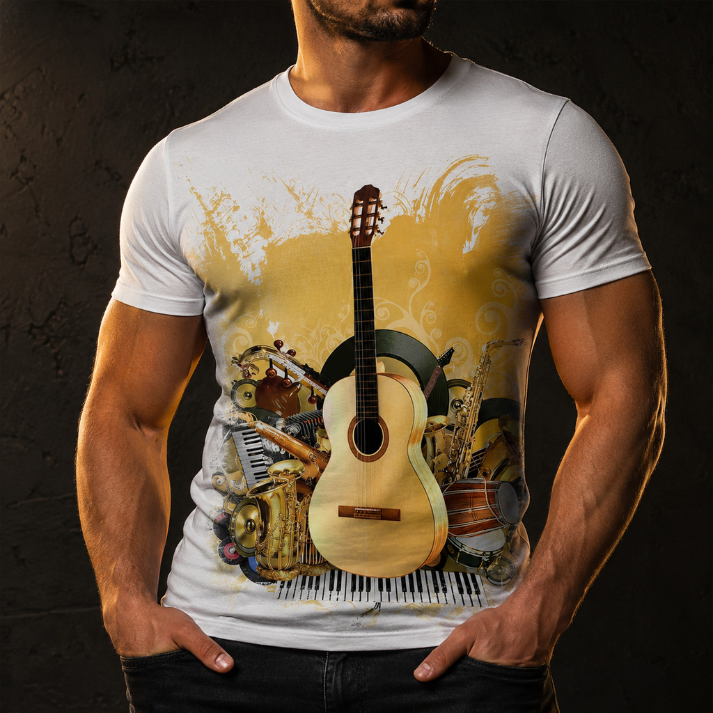 Camisa Camiseta Instrumentos Músicais Corda Violão