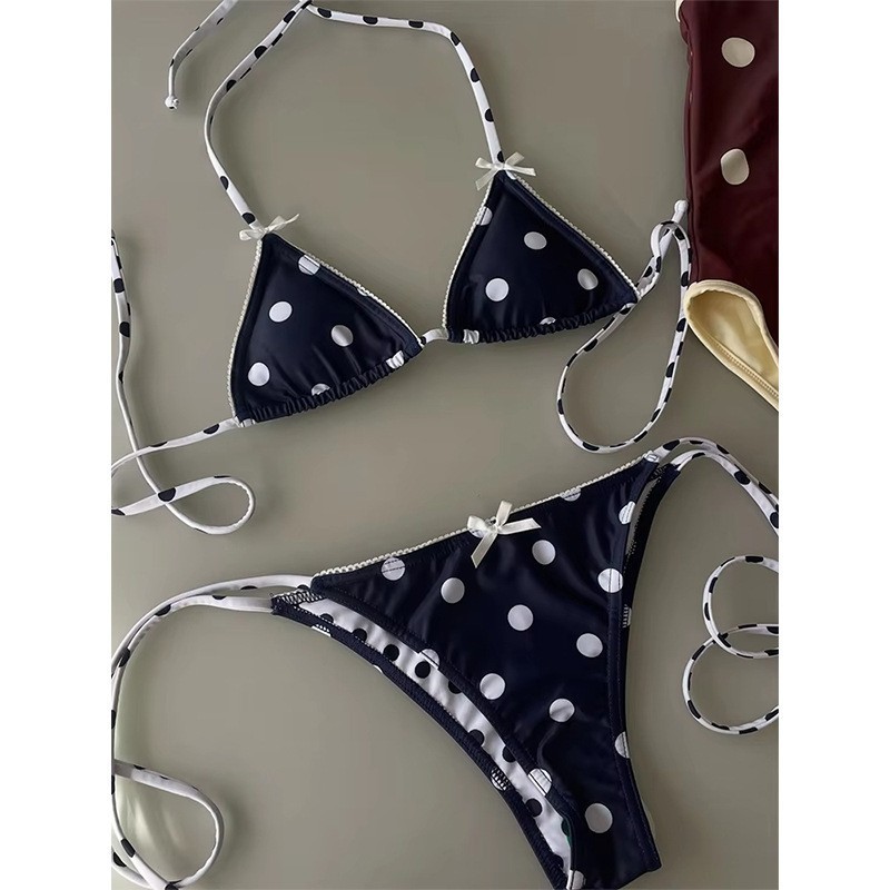 Biquíni de duas peças com tiras, biquíni feminino, roupa de banho para praia e águas termais, biquíni, estilo de celebri