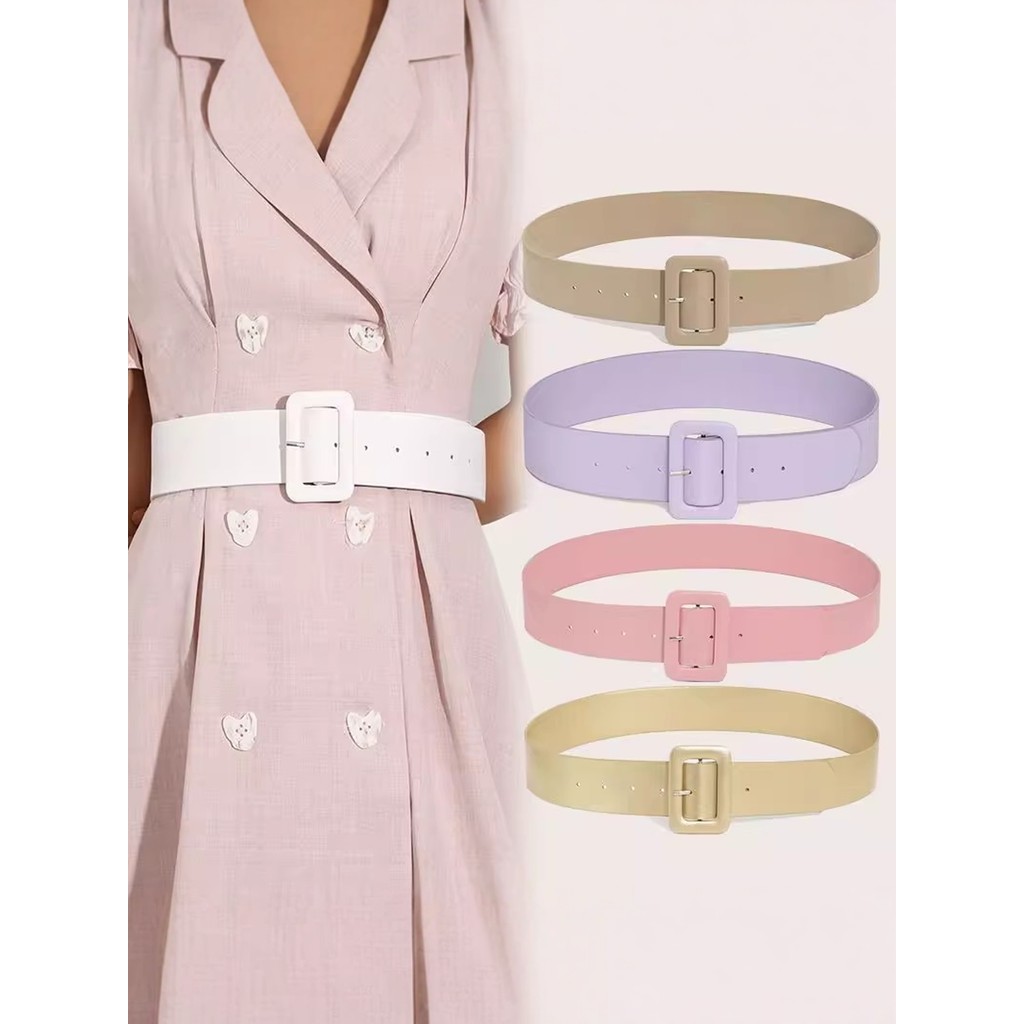 Simples All-Match casaco pino fivela cinto largo feminino combinando saia camisola decoração cinto vestido blusão cinto