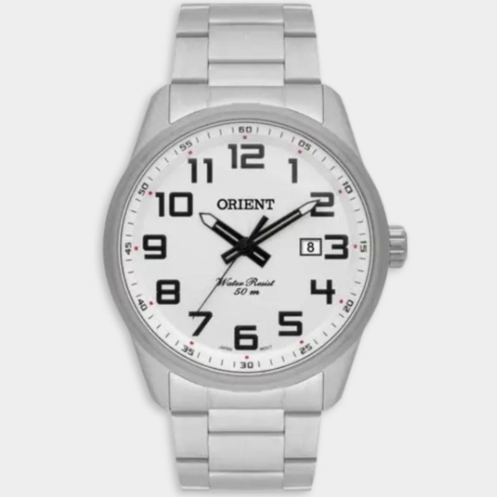 Relógio Orient Analógico Pulseira Elos Masculino - Prata e Branco
