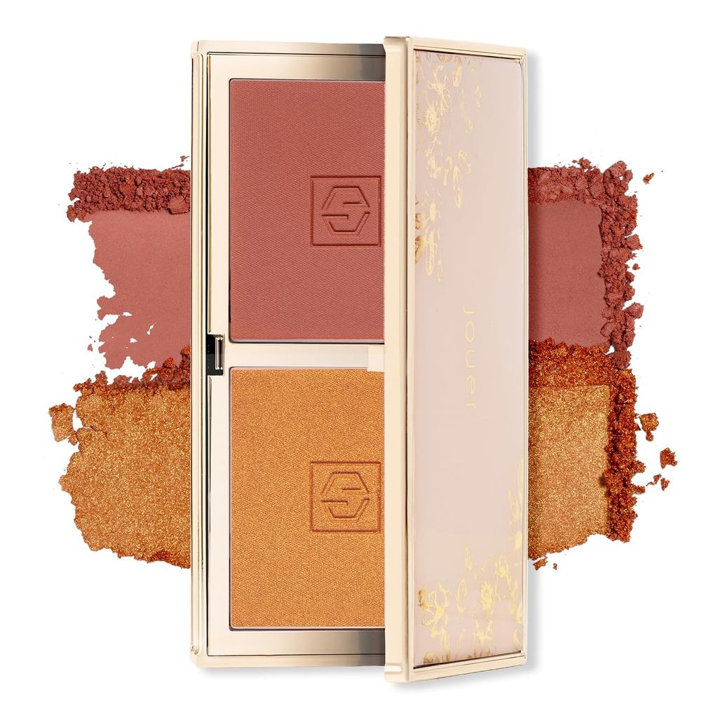 Jouer Blush Bouquet Duo Paleta de Blush com 2 Tons, Pó de Alta Pigmentação, Beleza Natural, Cosméticos com Vitamina E, S