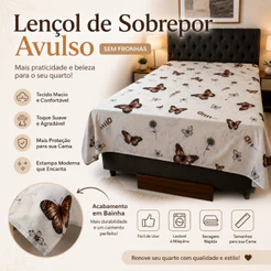 Lençol sem elastico Avulso Estampado - Acabamento em bainha - SEM FRONHAS