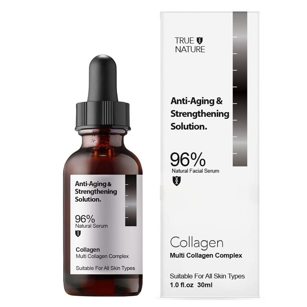 Sérum Facial Anti-Idade para Pele Sensível 30ml 1fl oz da TRUE NATURE SKINCARE Vitamina C Ácido Hialurônico Cuidados Diá