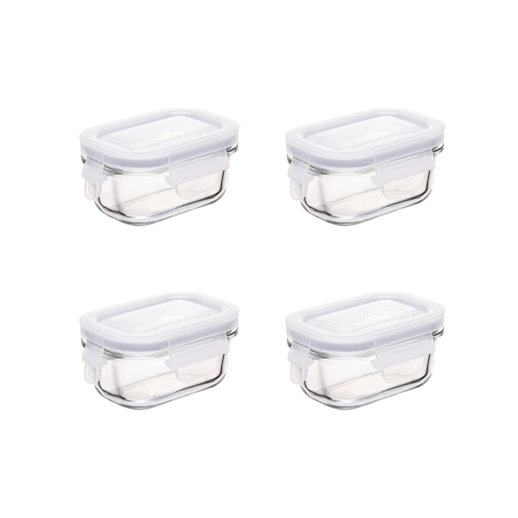 Kit com 4 Potes Herméticos de Vidro 120ml