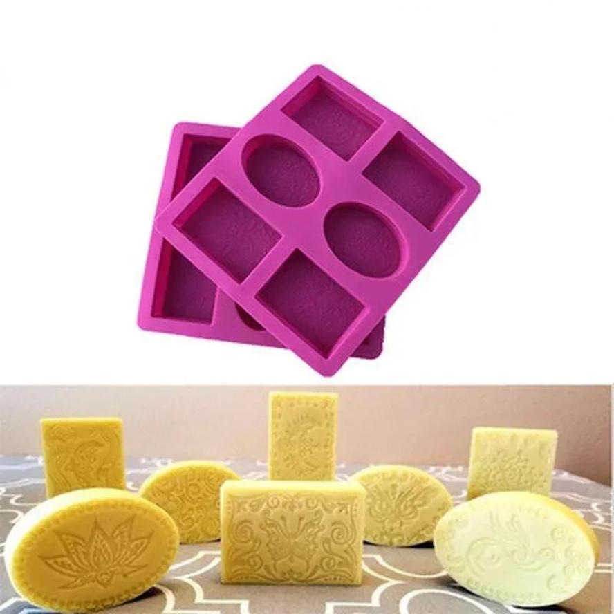 1 Pçs Criativo Artesanal 6 Buracos 3D Vela Molde De Silicone Sabão Forma Resina Artesanato Decoração Para Casa Acessório