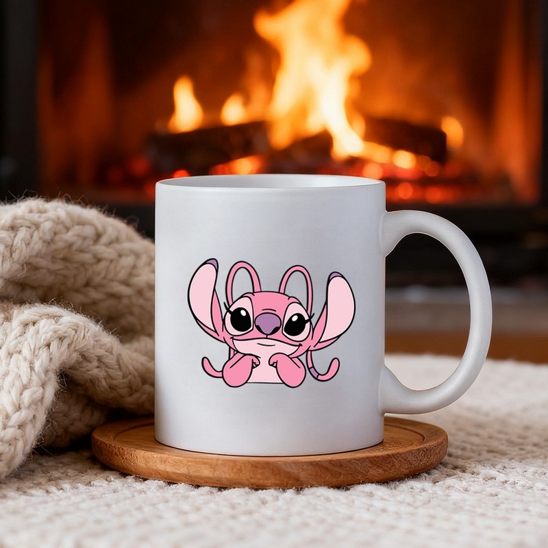 Caneca De Cerâmica Disney De 11 Onças , Padrão De design De Desenho Animado Angel in Star Baby , Café De Escritório Mult