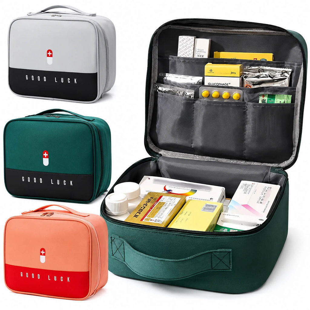 Organizador bolsa de Medicamentos Portátil Grande Estojo Primeiros Socorros Bolsa medicamento viagem